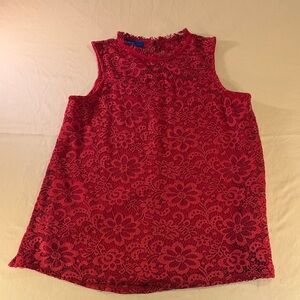 Apt-9 women’s top red layered lace round neck sleeveless size small